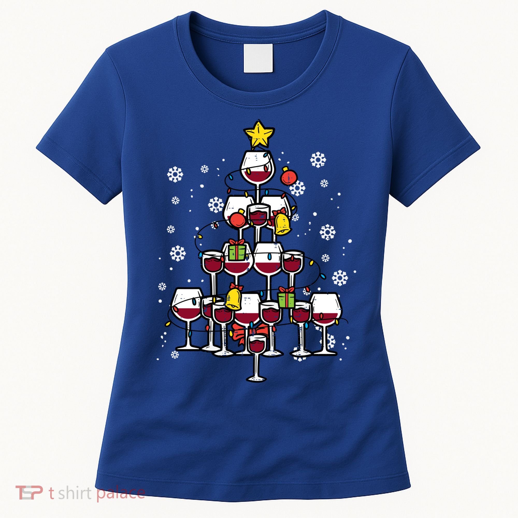 Wine Christmas Tree Xmas Pajamas Pjs Gift Women's T-Shirt