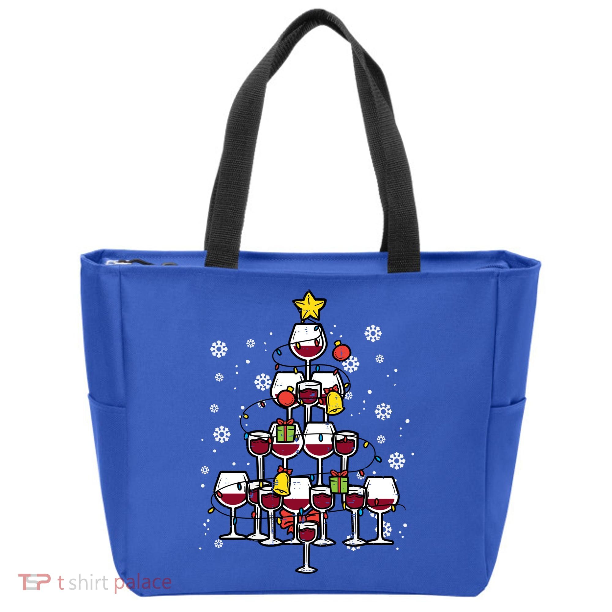 Wine Christmas Tree Xmas Pajamas Pjs Gift Tote Bag