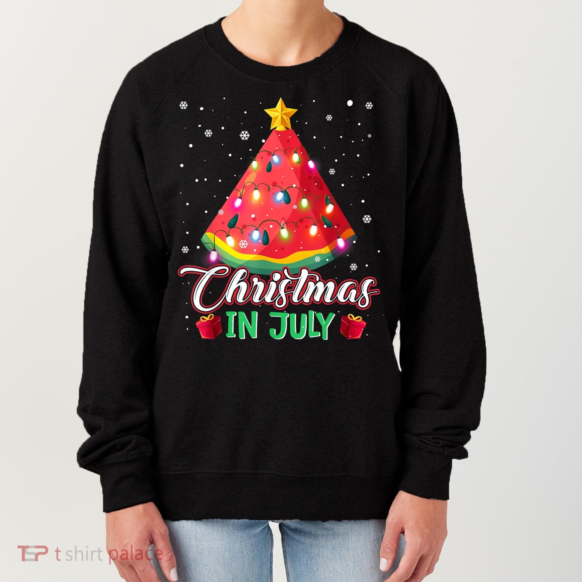 Watermelon Christmas Tree Christmas In July Summer Vacation Women's Sweatshirt