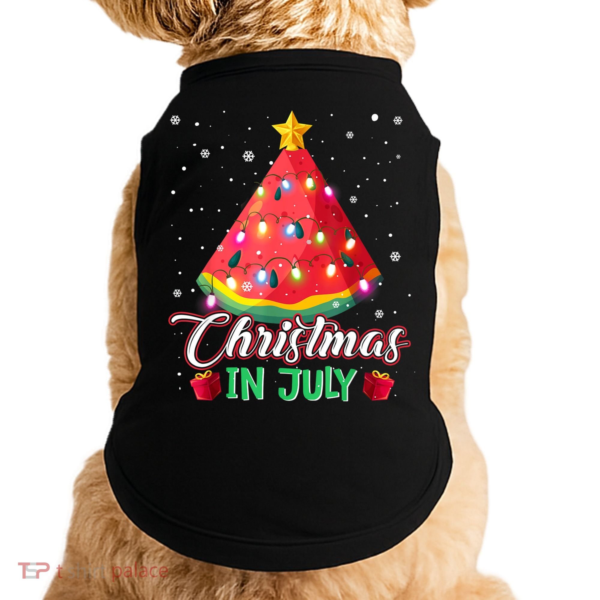 Watermelon Christmas Tree Christmas In July Summer Vacation Doggie Tank