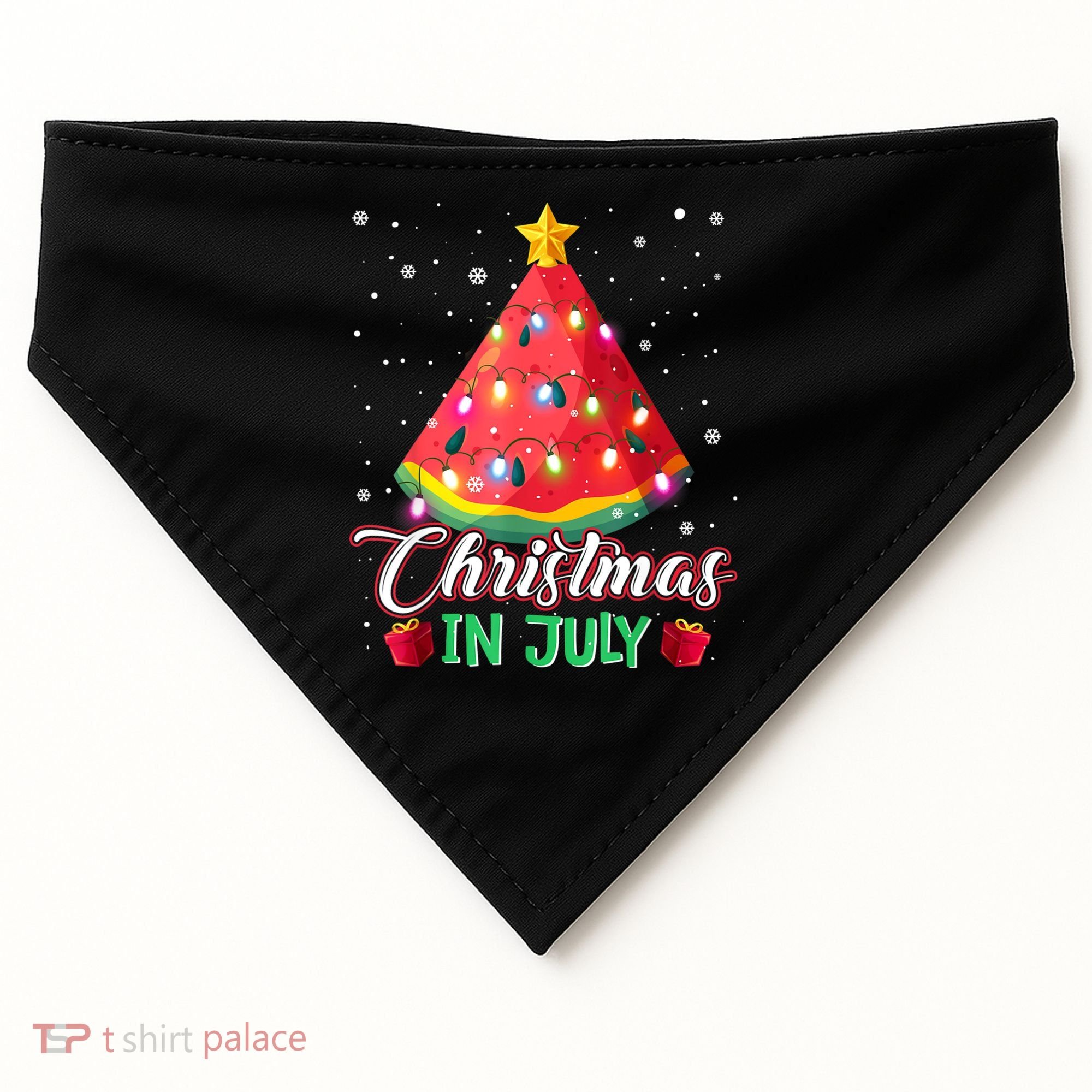 Watermelon Christmas Tree Christmas In July Summer Vacation USA-Made Doggie Bandana