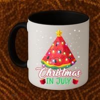 Watermelon Christmas Tree Christmas In July Summer Vacation Coffee Mug thumb 2