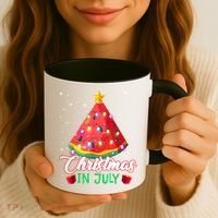 Watermelon Christmas Tree Christmas In July Summer Vacation Coffee Mug thumb 3