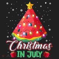 Watermelon Christmas Tree Christmas In July Summer Vacation Beanie thumb 2