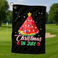 Watermelon Christmas Tree Christmas In July Summer Vacation Golf Towel thumb 1