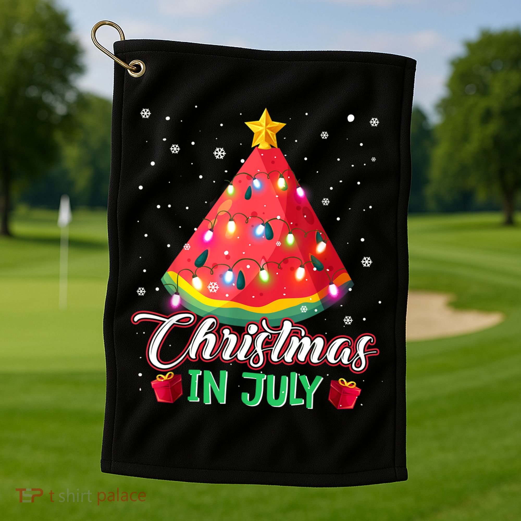 Watermelon Christmas Tree Christmas In July Summer Vacation Golf Towel
