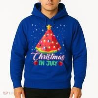 Watermelon Christmas Tree Christmas In July Summer Vacation Hoodie thumb 2