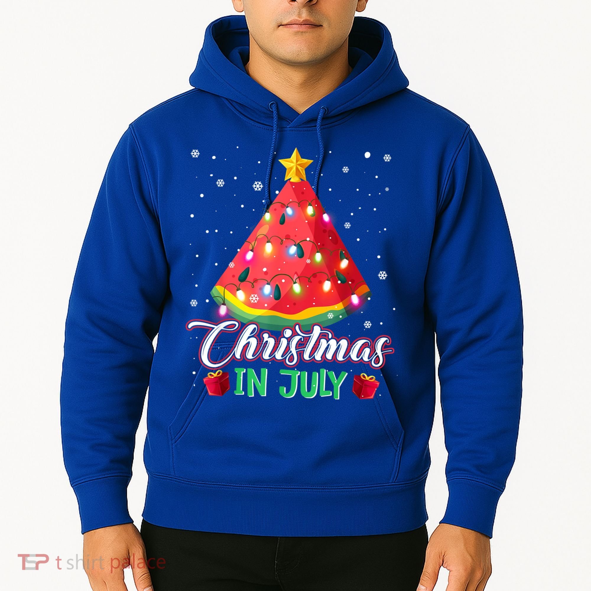 Watermelon Christmas Tree Christmas In July Summer Vacation Hoodie