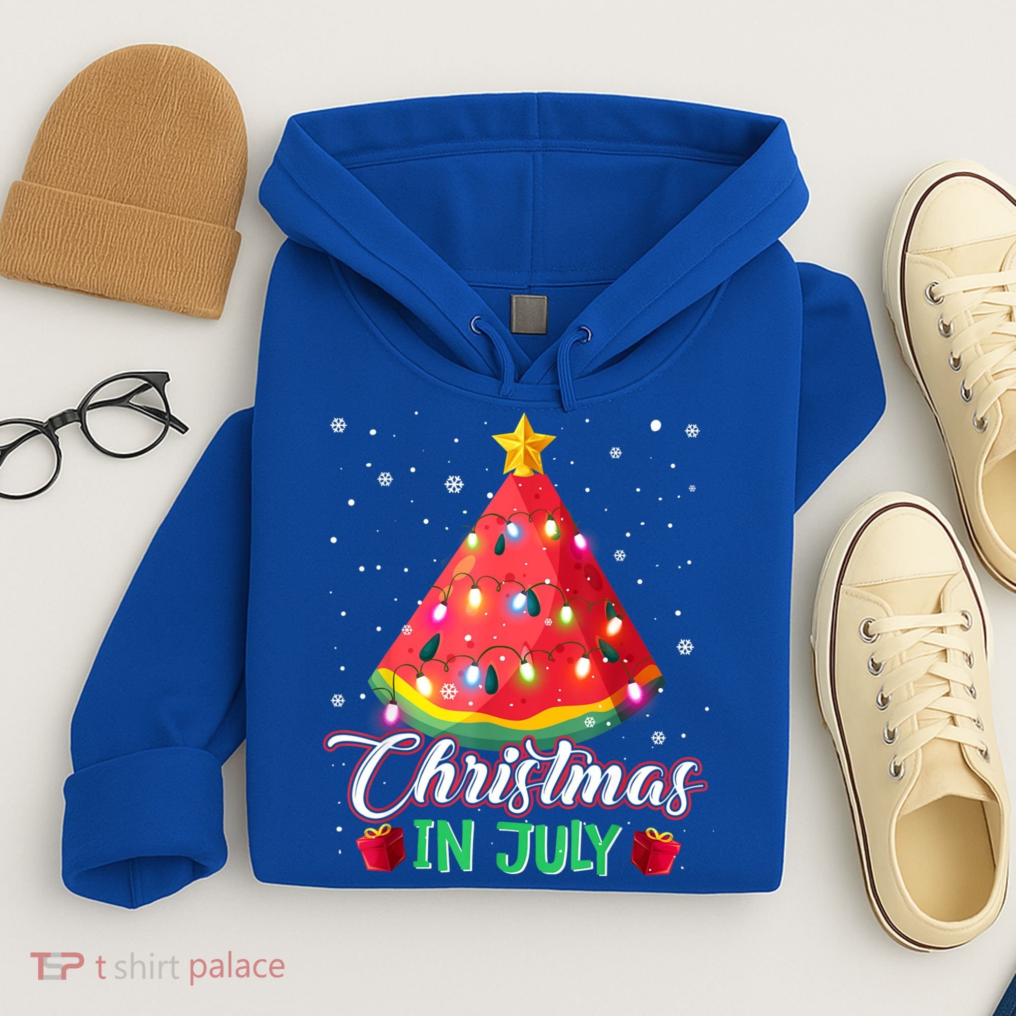 Watermelon Christmas Tree Christmas In July Summer Vacation Hoodie