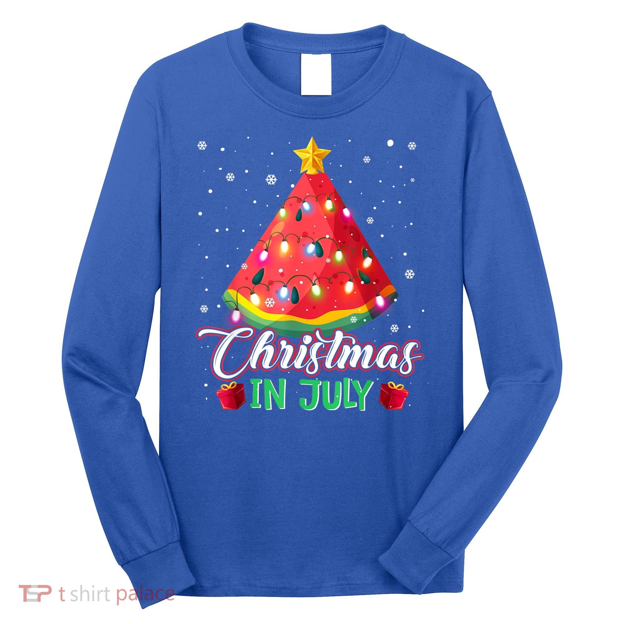 Watermelon Christmas Tree Christmas In July Summer Vacation Long Sleeve Shirt