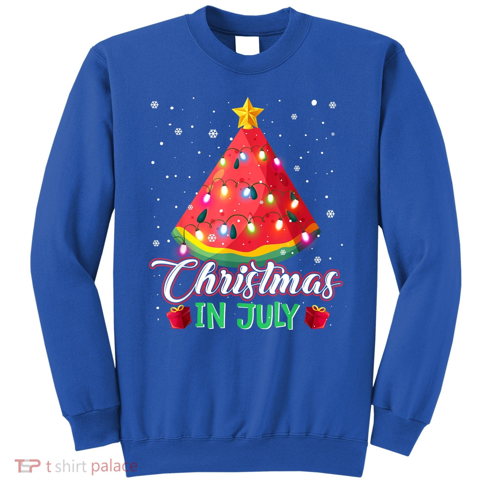 Watermelon Christmas Tree Christmas In July Summer Vacation Sweatshirt