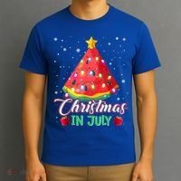 Watermelon Christmas Tree Christmas In July Summer Vacation T-Shirt thumb 3