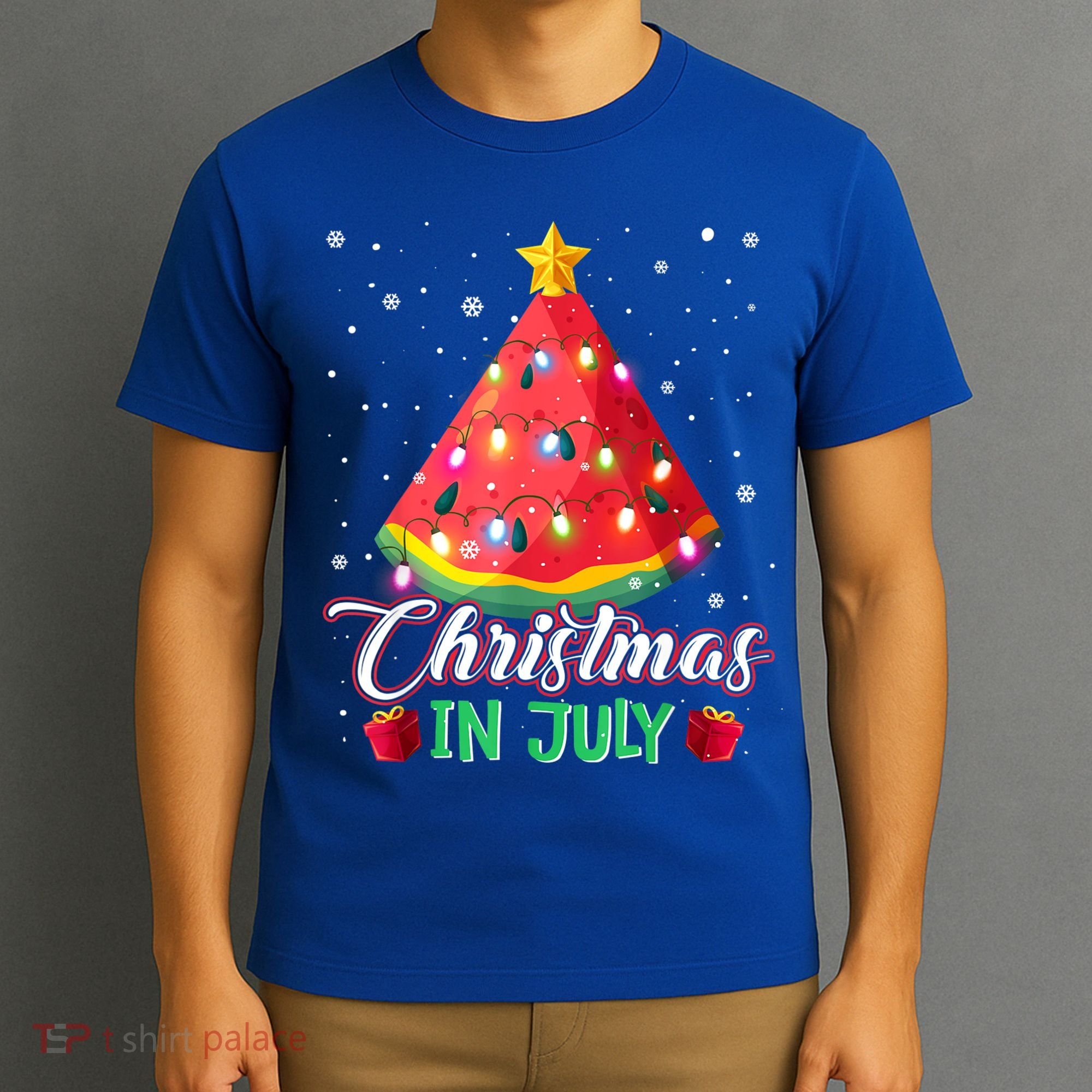 Watermelon Christmas Tree Christmas In July Summer Vacation T-Shirt