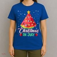 Watermelon Christmas Tree Christmas In July Summer Vacation T-Shirt thumb 4