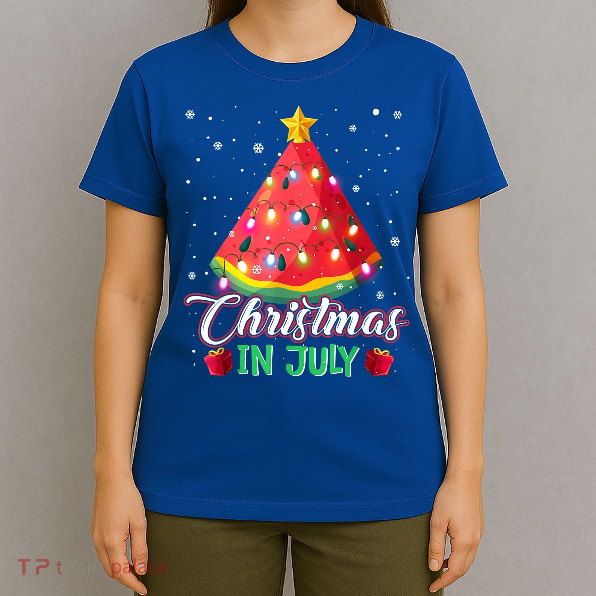 Watermelon Christmas Tree Christmas In July Summer Vacation T-Shirt