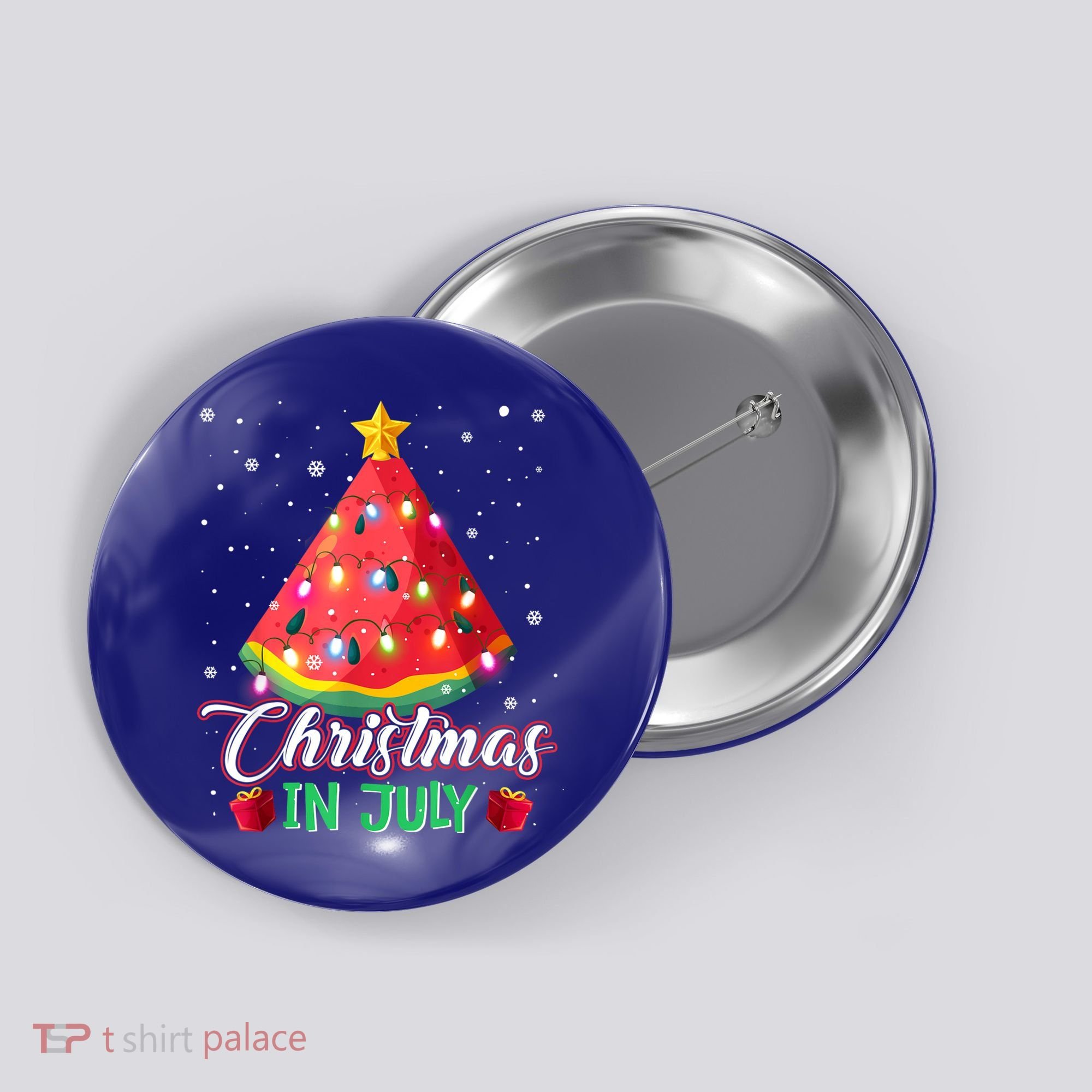 Watermelon Christmas Tree Christmas In July Summer Vacation Button