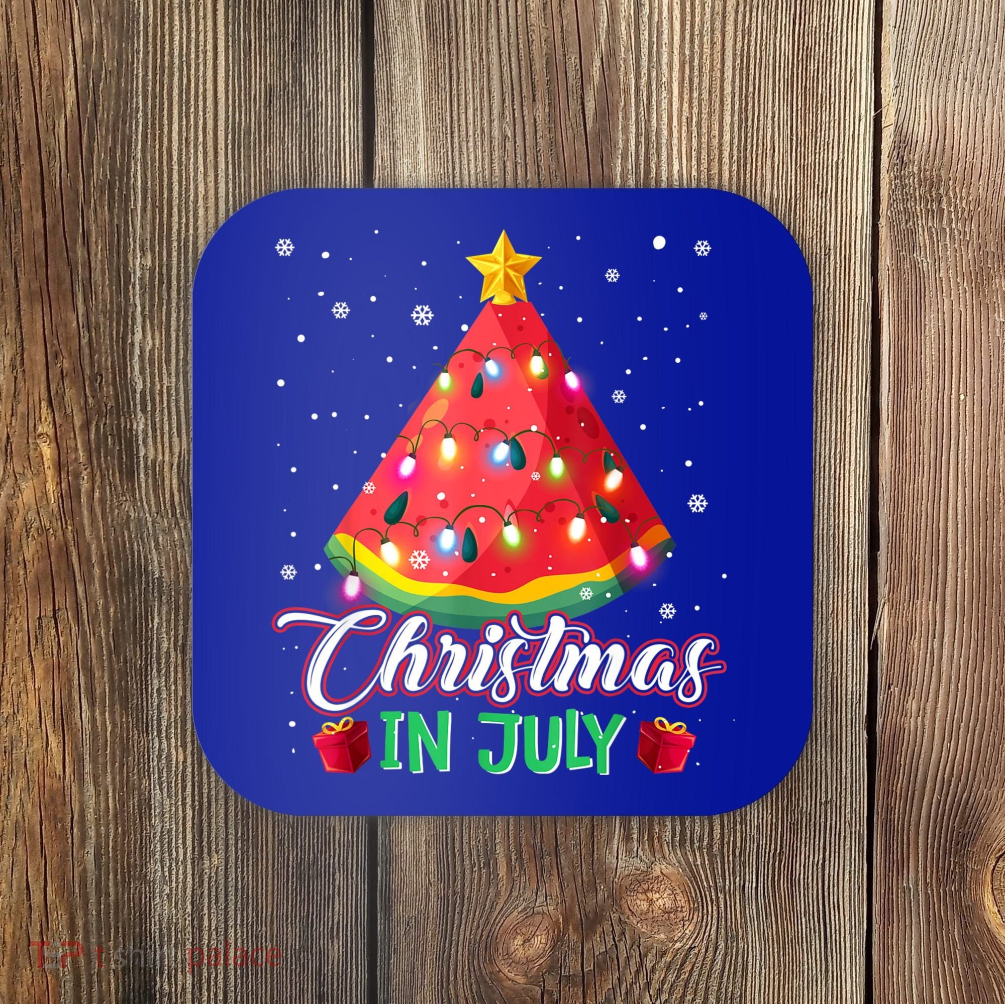 Watermelon Christmas Tree Christmas In July Summer Vacation Coaster