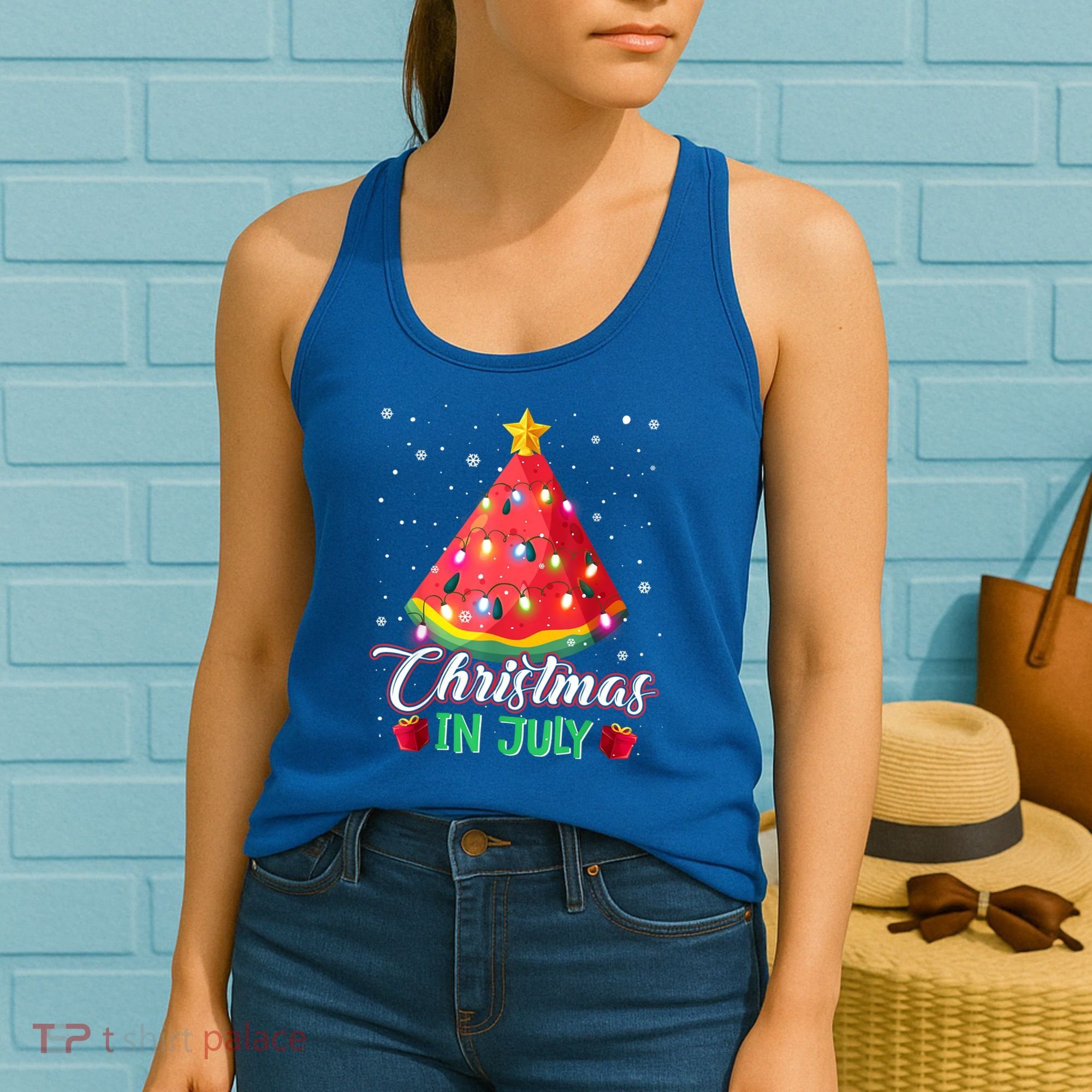 Watermelon Christmas Tree Christmas In July Summer Vacation Women's Tank Top