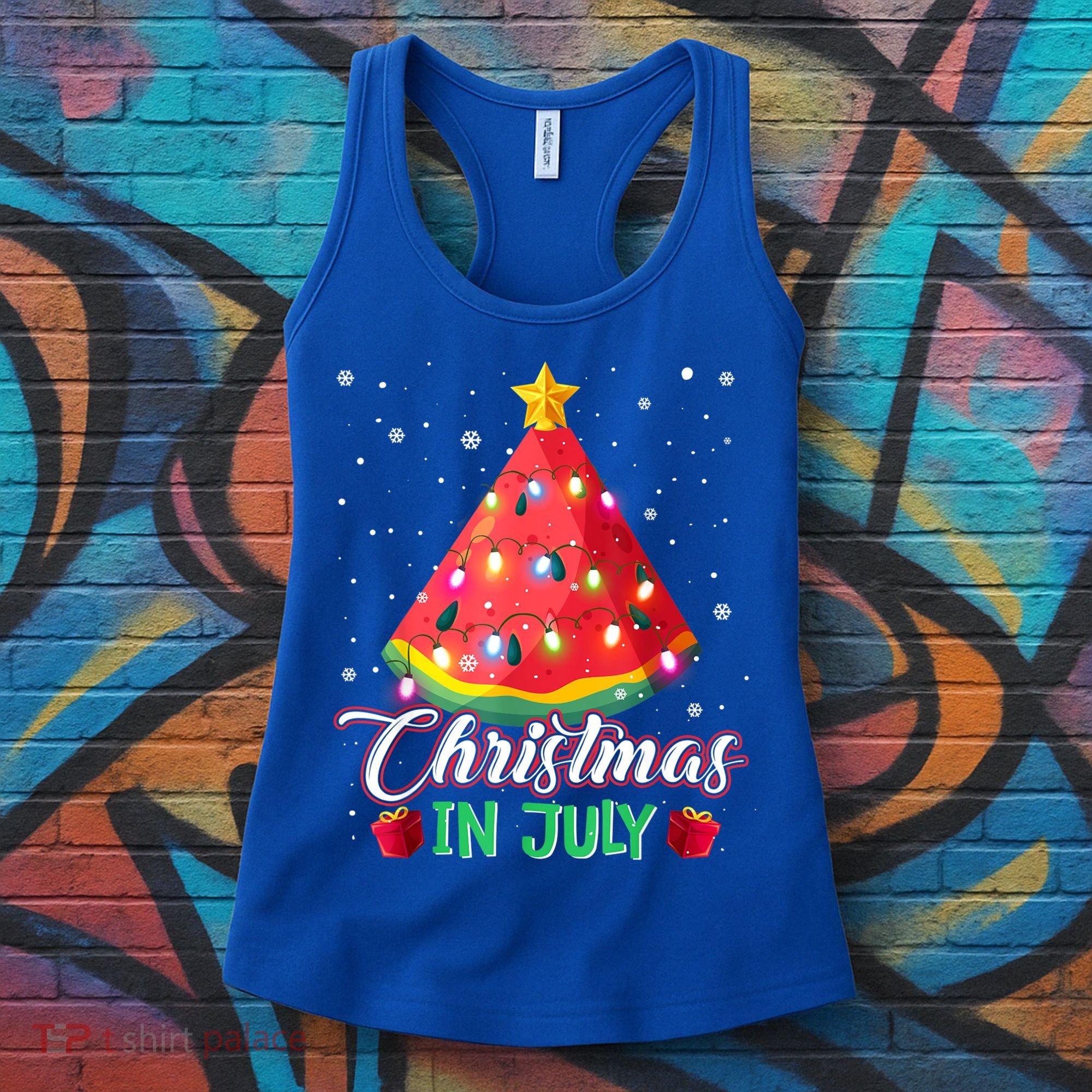 Watermelon Christmas Tree Christmas In July Summer Vacation Women's Tank Top