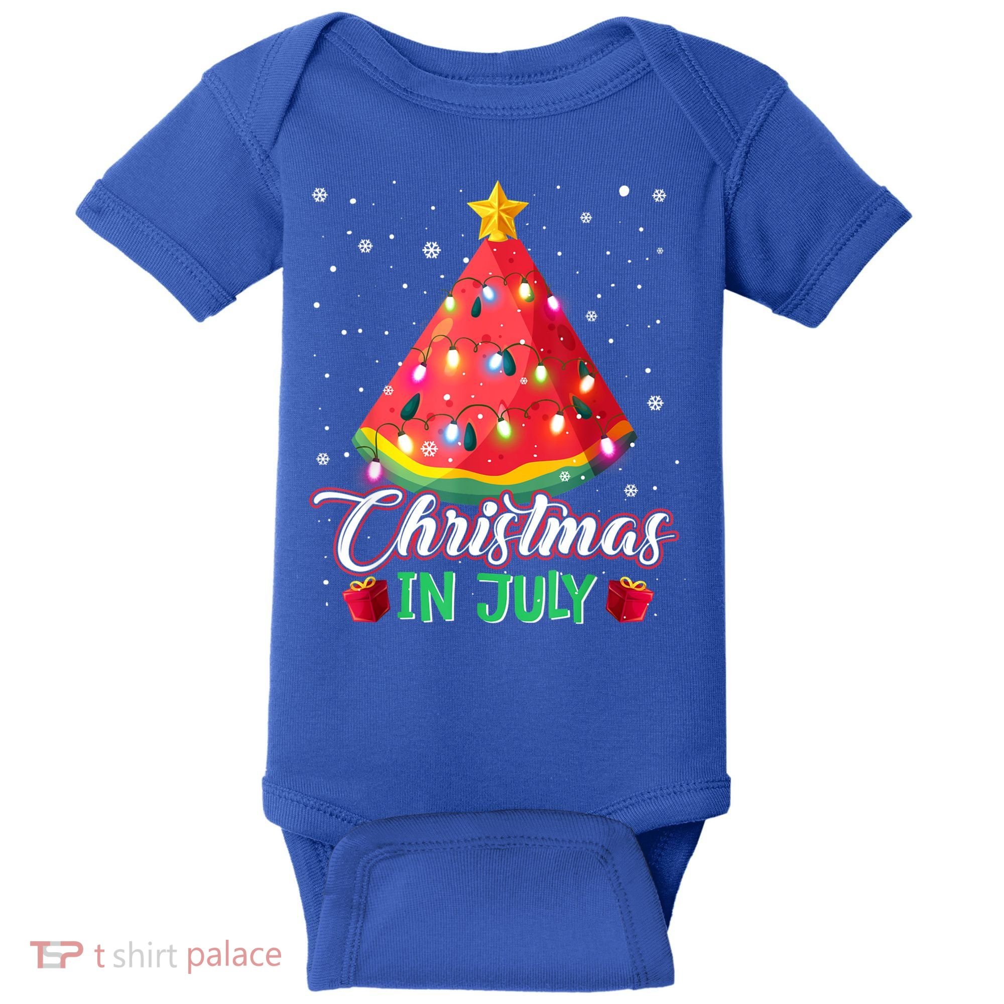 Watermelon Christmas Tree Christmas In July Summer Vacation Baby Bodysuit