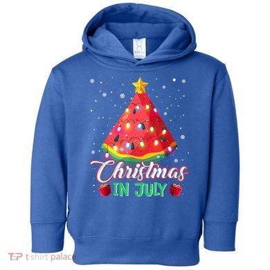 Watermelon Christmas Tree Christmas In July Summer Vacation Toddler Hoodie