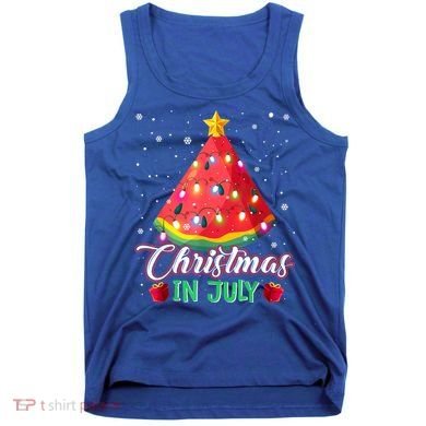 Watermelon Christmas Tree Christmas In July Summer Vacation Tank Top