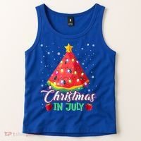Watermelon Christmas Tree Christmas In July Summer Vacation Tank Top thumb 2