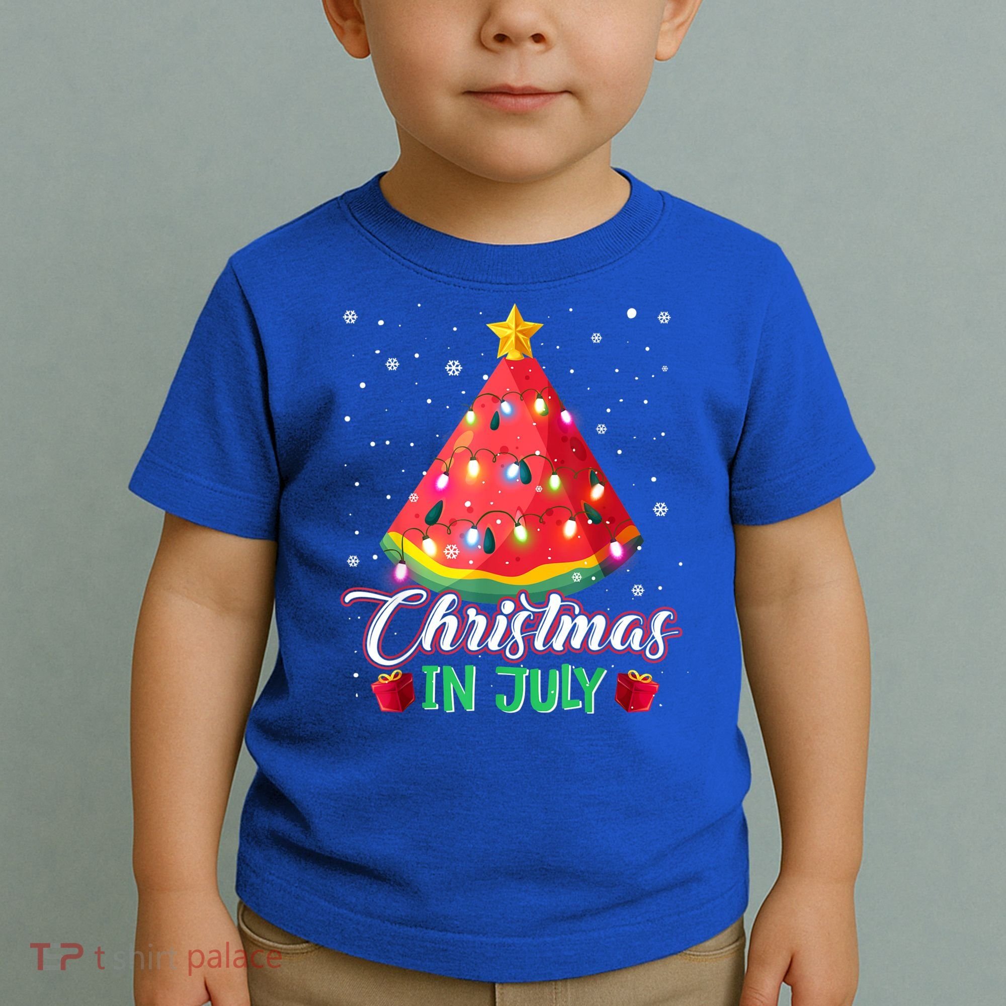 Watermelon Christmas Tree Christmas In July Summer Vacation Toddler T-Shirt