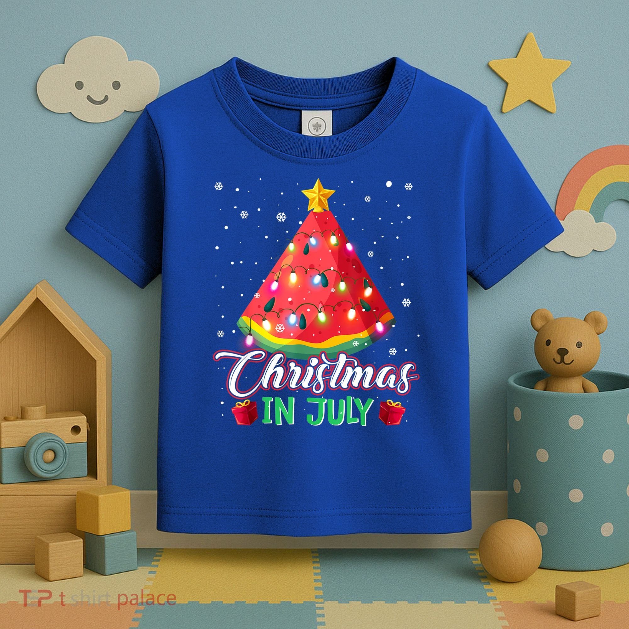 Watermelon Christmas Tree Christmas In July Summer Vacation Toddler T-Shirt