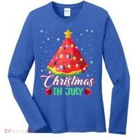 Watermelon Christmas Tree Christmas In July Summer Vacation Women's Long Sleeve Shirt thumb 0