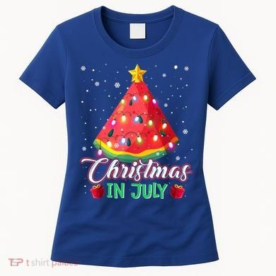 Watermelon Christmas Tree Christmas In July Summer Vacation Women's T-Shirt