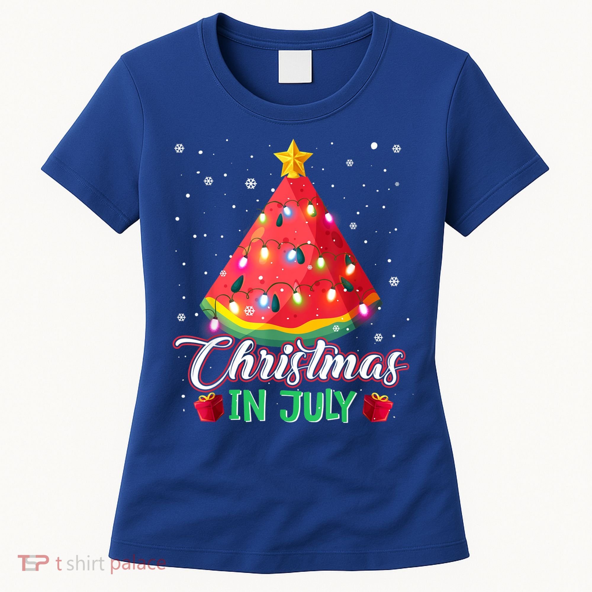 Watermelon Christmas Tree Christmas In July Summer Vacation Women's T-Shirt