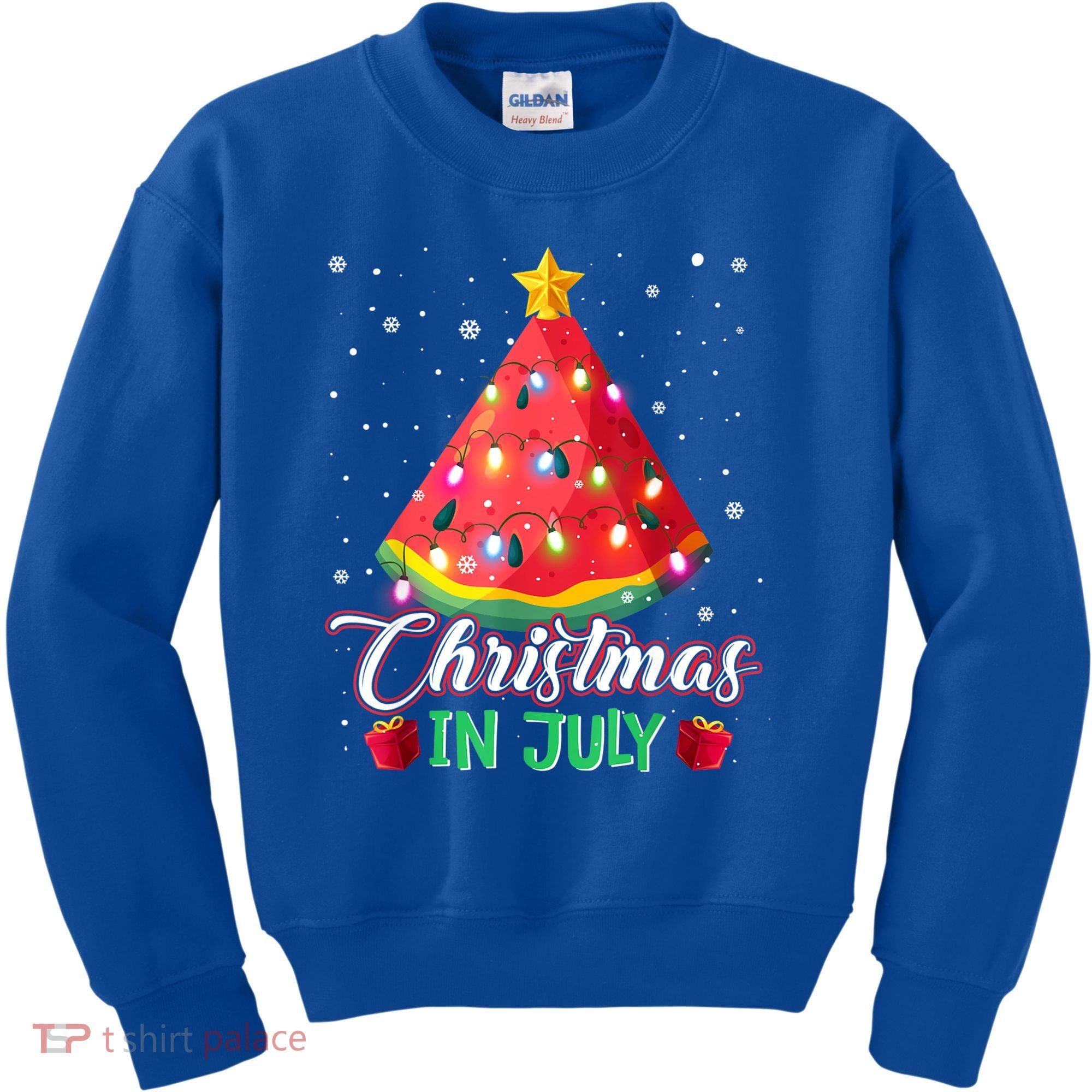 Watermelon Christmas Tree Christmas In July Summer Vacation Kids Sweatshirt