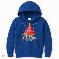 Watermelon Christmas Tree Christmas In July Summer Vacation Kids Hoodie thumb 0