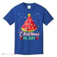 Watermelon Christmas Tree Christmas In July Summer Vacation Kids T-Shirt thumb 0