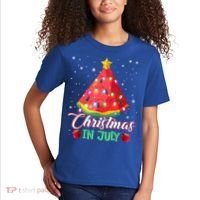 Watermelon Christmas Tree Christmas In July Summer Vacation Kids T-Shirt thumb 2