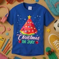 Watermelon Christmas Tree Christmas In July Summer Vacation Kids T-Shirt thumb 3