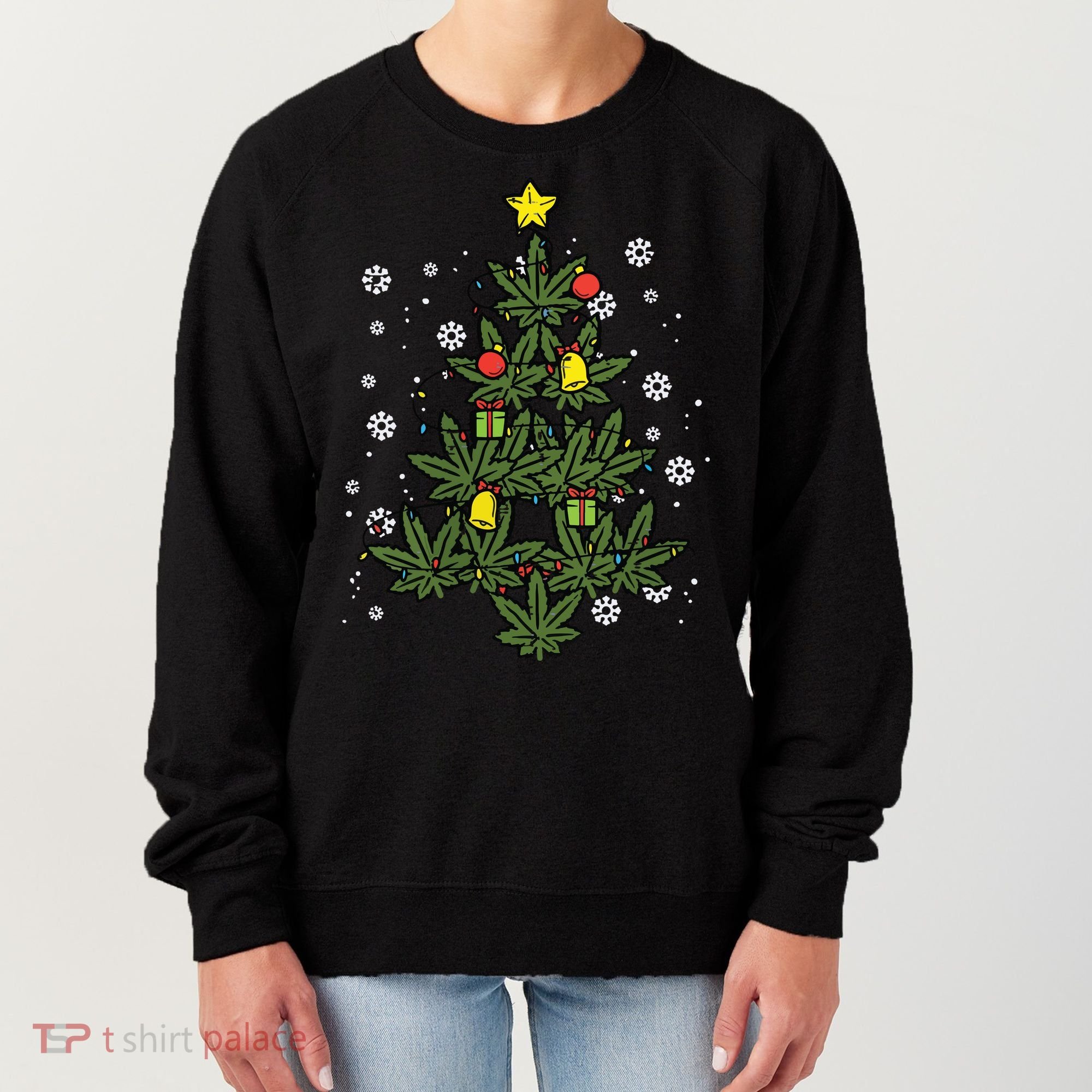 Weed Christmas Tree Xmas Pj 420 Cannabis Marijuana Pot Women's Sweatshirt