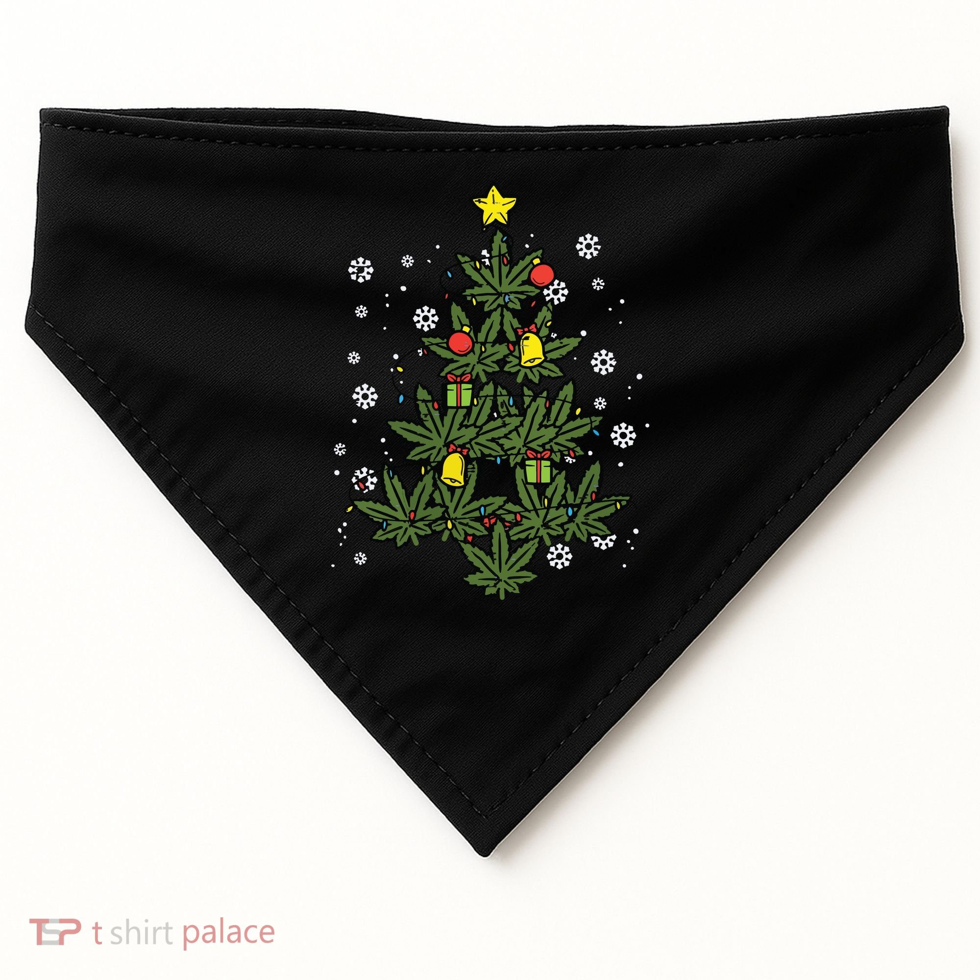 Weed Christmas Tree Xmas Pj 420 Cannabis Marijuana Pot USA-Made Doggie Bandana