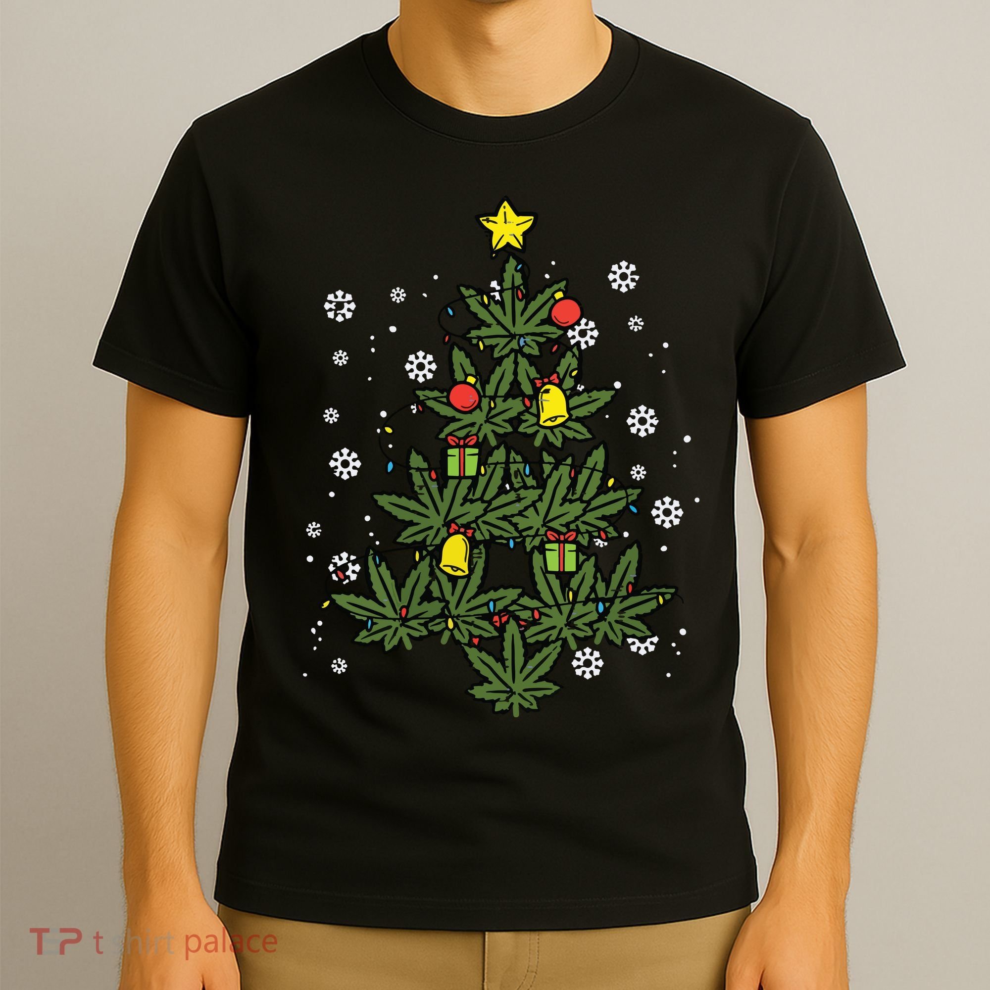 Weed Christmas Tree Xmas Pj 420 Cannabis Marijuana Pot T-Shirt