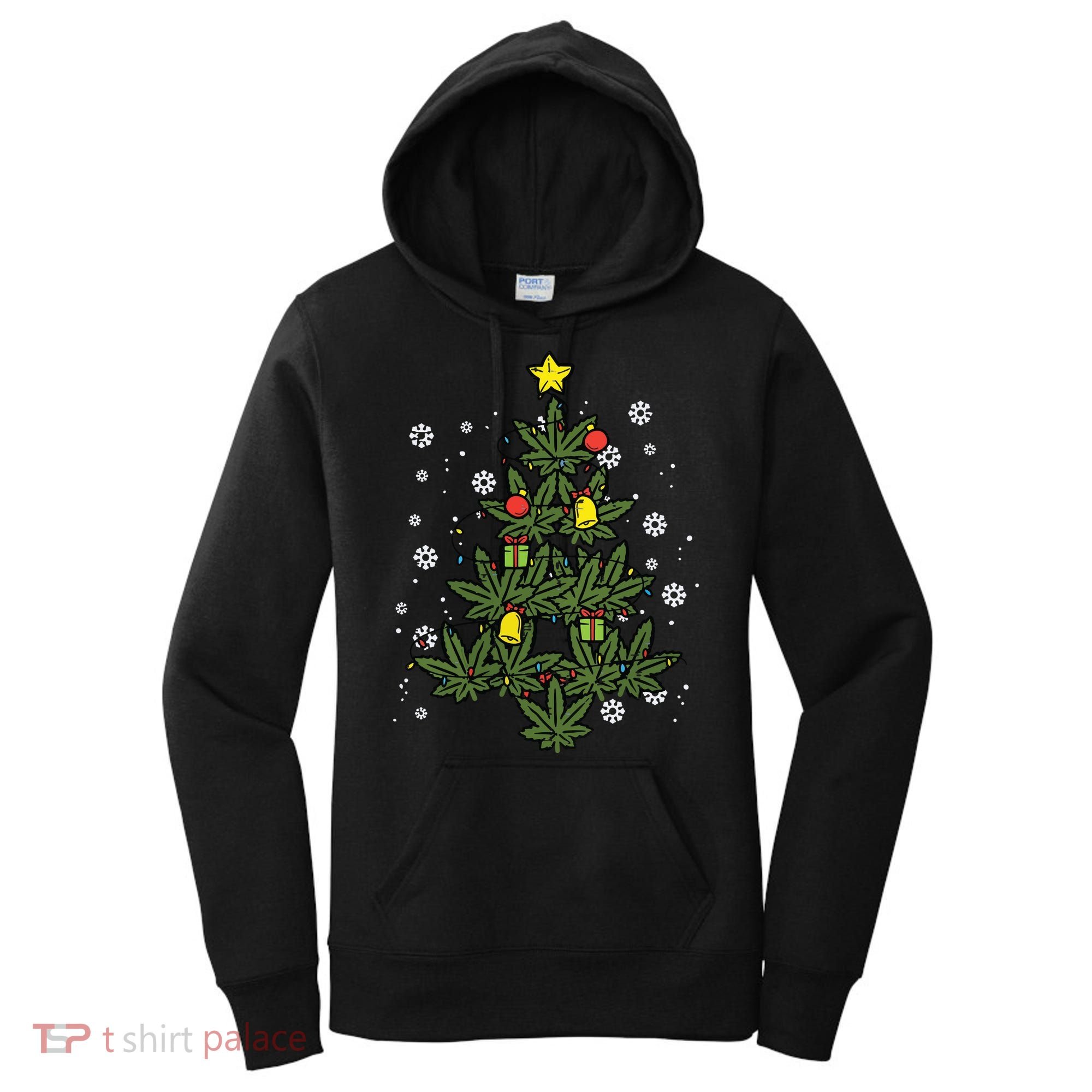 Weed Christmas Tree Xmas Pj 420 Cannabis Marijuana Pot Women's Hoodie