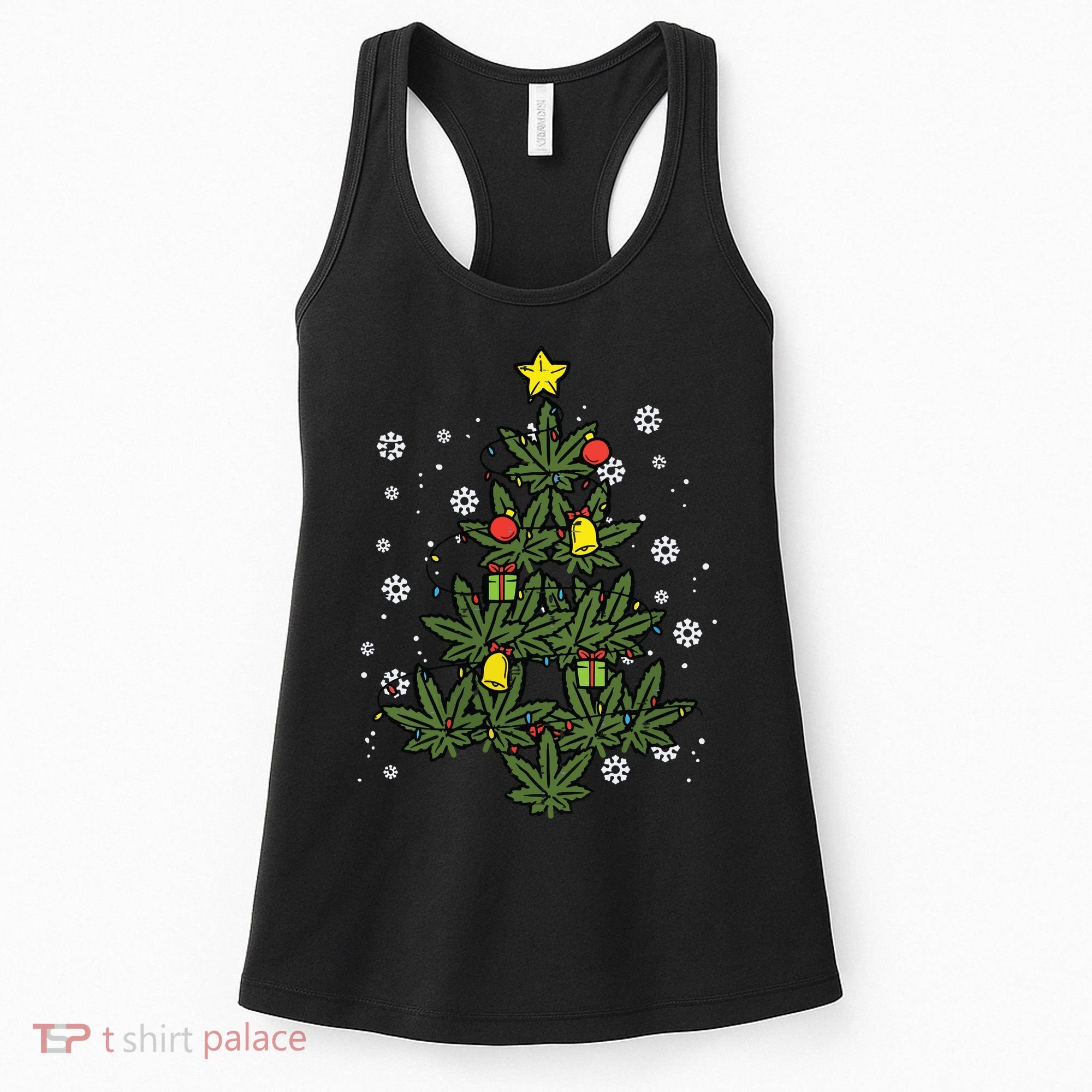 Weed Christmas Tree Xmas Pj 420 Cannabis Marijuana Pot Women's Tank Top