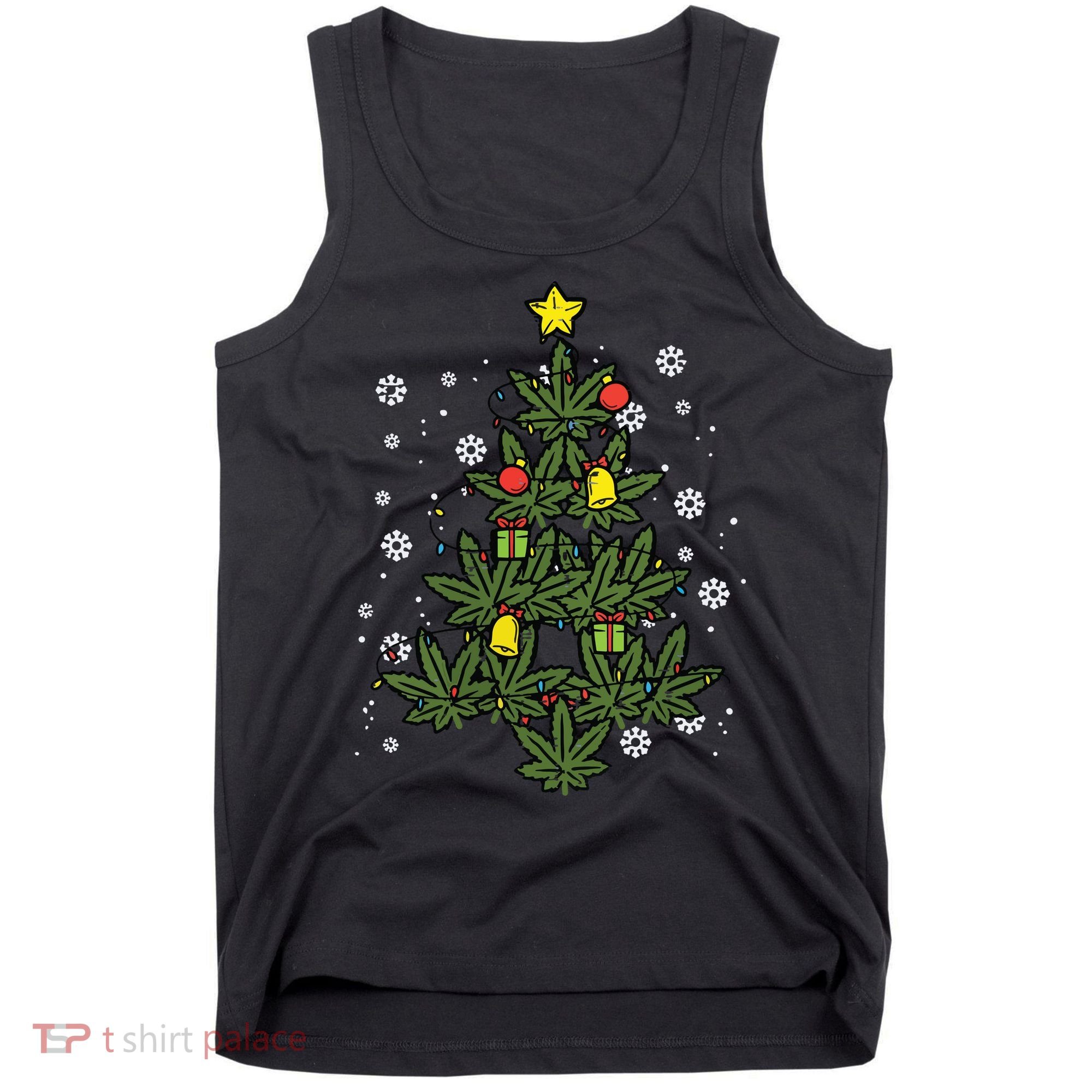 Weed Christmas Tree Xmas Pj 420 Cannabis Marijuana Pot Tank Top