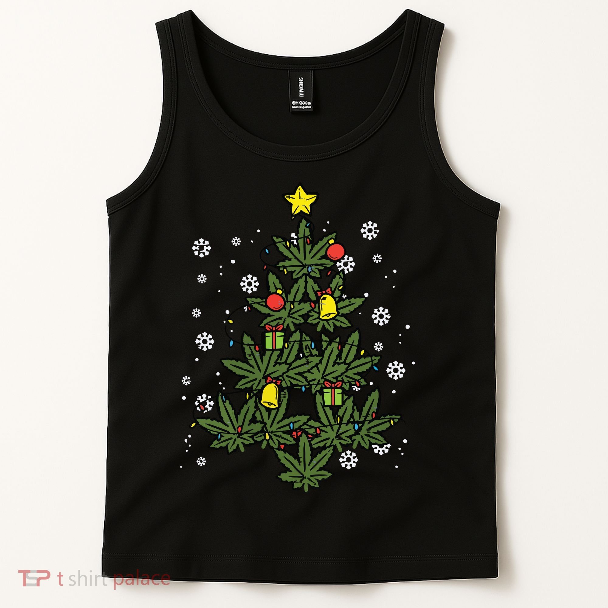 Weed Christmas Tree Xmas Pj 420 Cannabis Marijuana Pot Tank Top