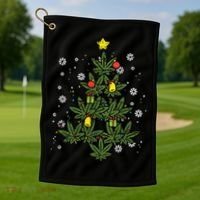Weed Christmas Tree Xmas Pj 420 Cannabis Marijuana Pot Golf Towel thumb 1