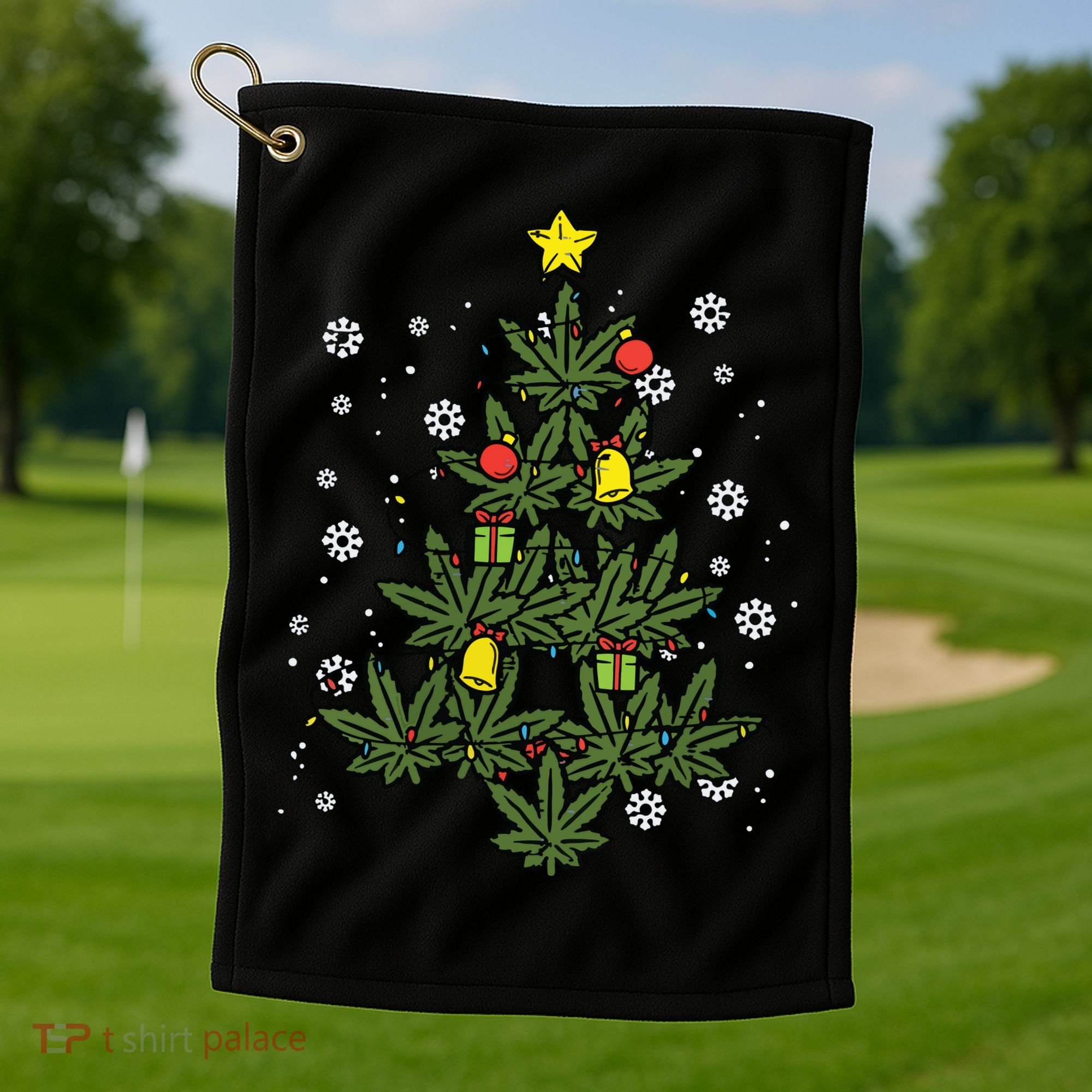 Weed Christmas Tree Xmas Pj 420 Cannabis Marijuana Pot Golf Towel