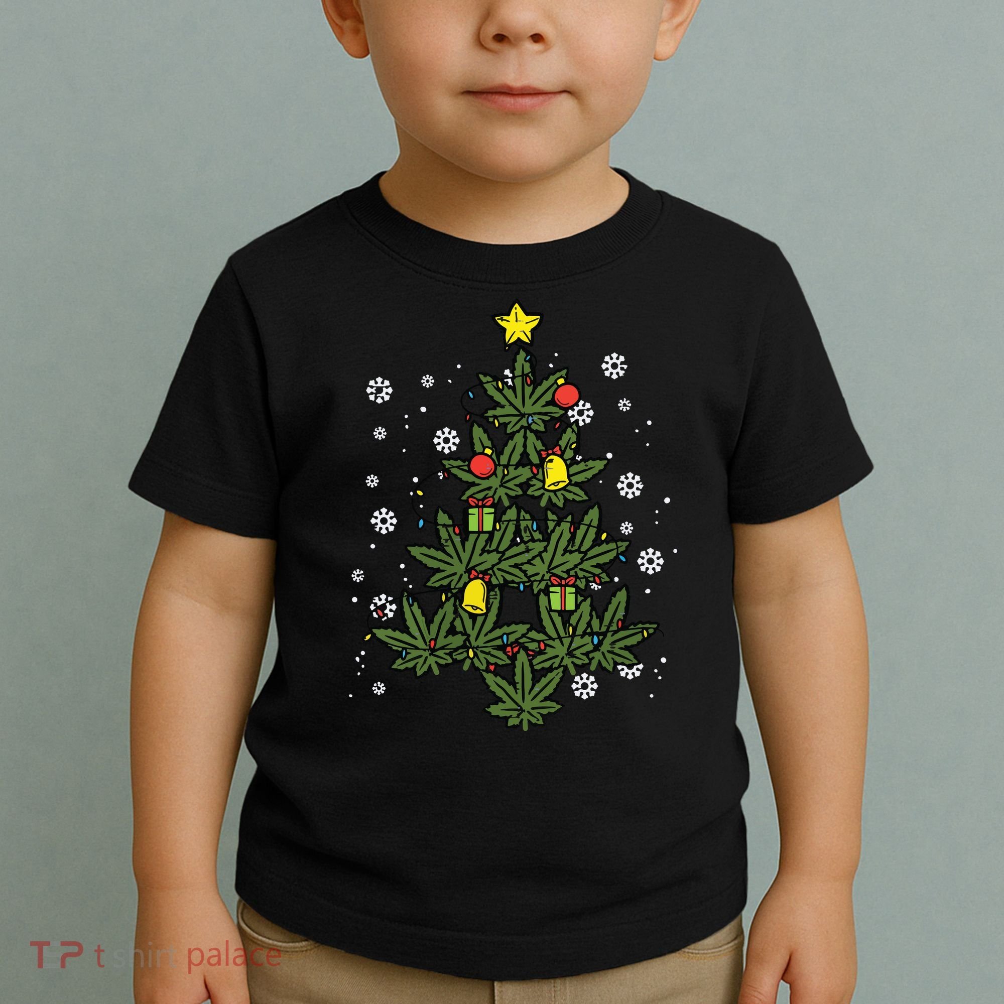Weed Christmas Tree Xmas Pj 420 Cannabis Marijuana Pot Toddler T-Shirt