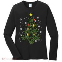Weed Christmas Tree Xmas Pj 420 Cannabis Marijuana Pot Women's Long Sleeve Shirt thumb 0