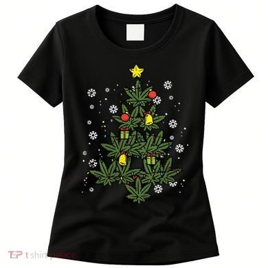 Weed Christmas Tree Xmas Pj 420 Cannabis Marijuana Pot Women's T-Shirt