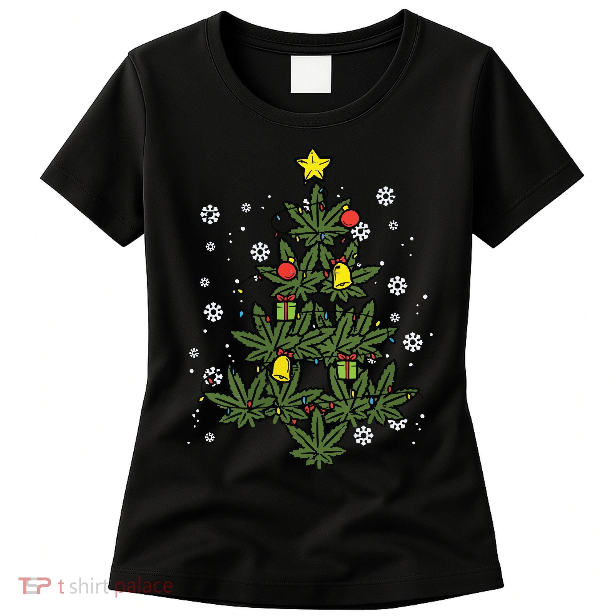 Weed Christmas Tree Xmas Pj 420 Cannabis Marijuana Pot Women's T-Shirt